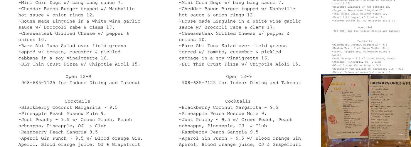Drewby's Grill Pub Menu