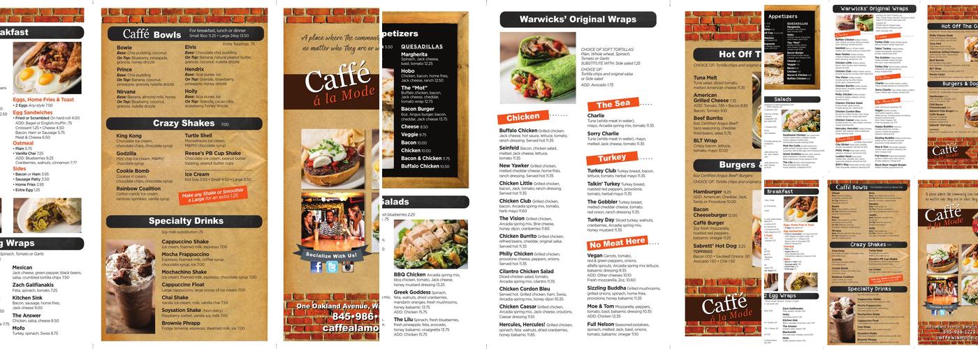 Caffe a la Mode Menu