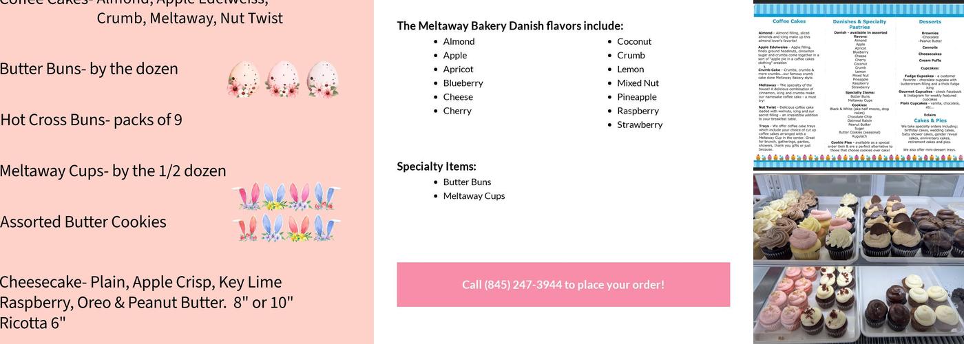 The Meltaway bakery Menu