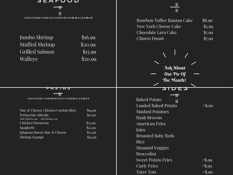 Speedway Event Center Menu