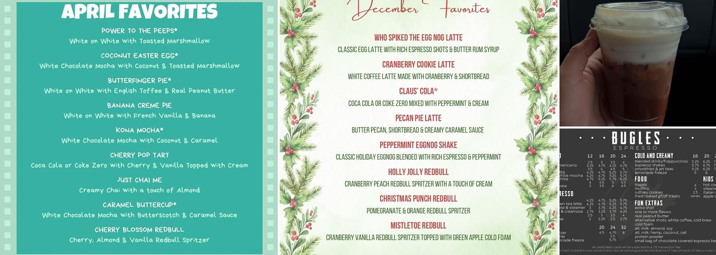 Bugles Espresso Menu