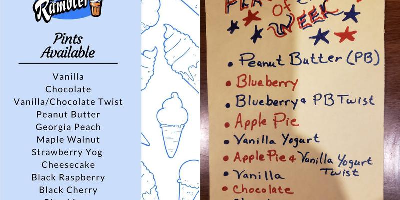 The Rambler Ice Cream Menu