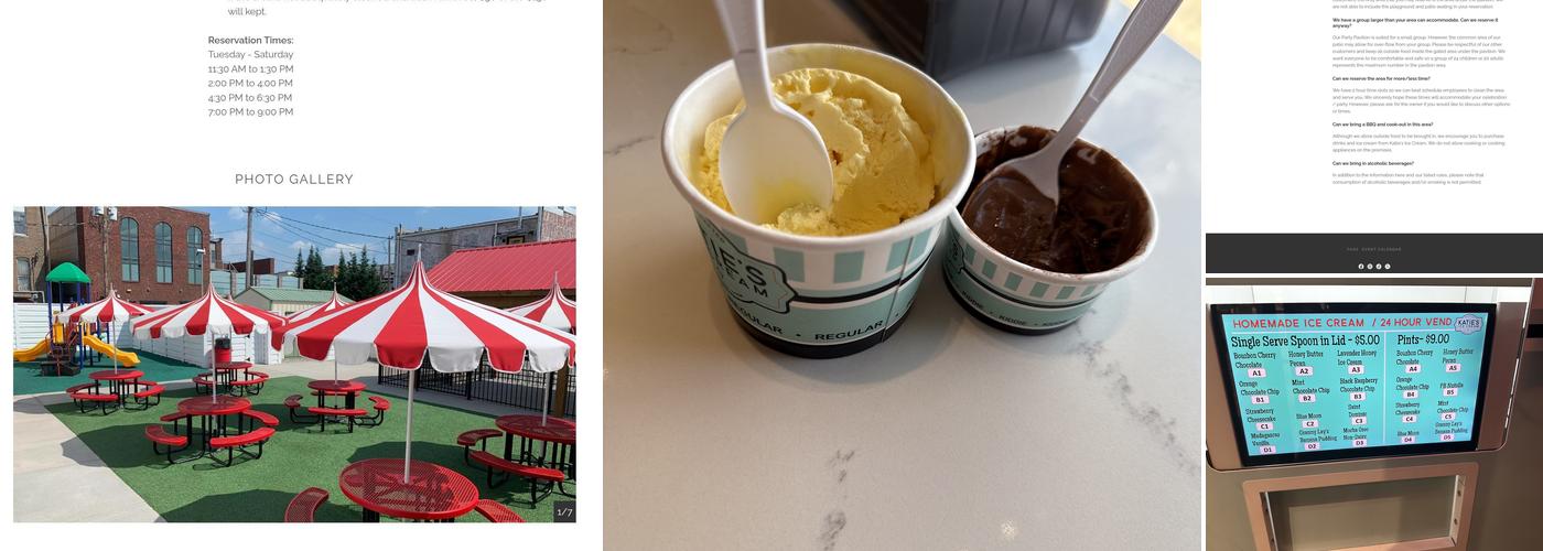 Katie's Ice Cream Menu