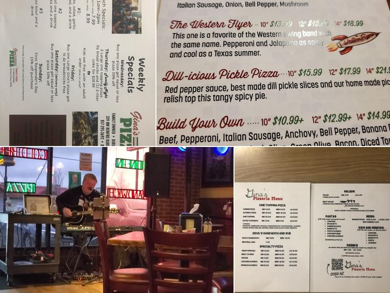 Gina's Pizzeria Menu