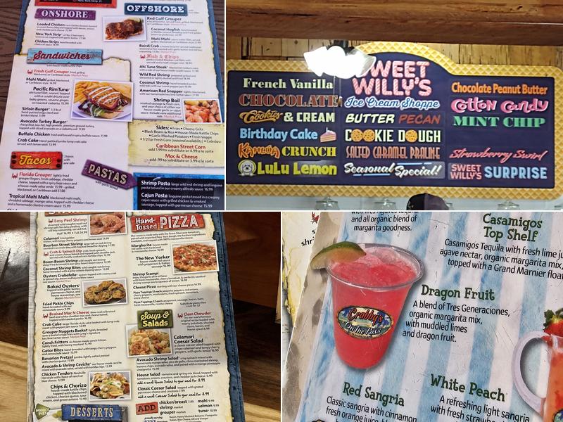 Crabby's On The Pass Menu