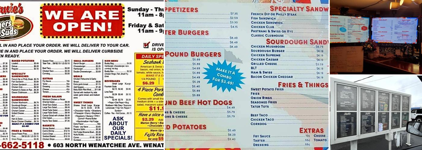 Bernie's burgers & suds Menu
