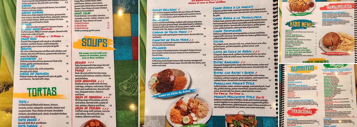 Taqueria Maria's Menu