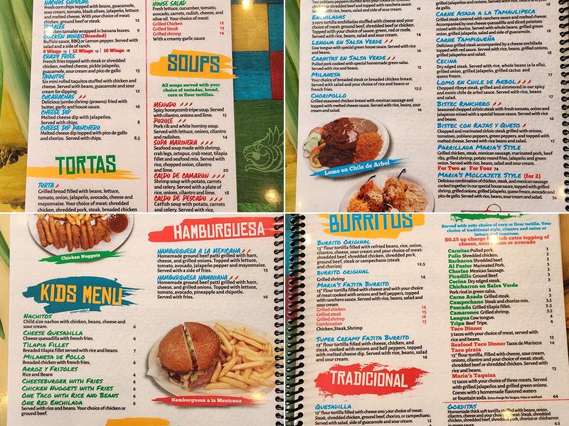 Taqueria Maria's Menu