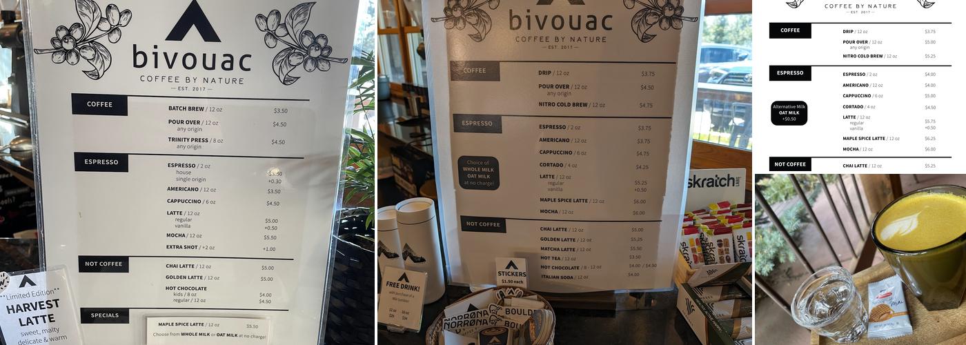 Bivouac Coffee Menu
