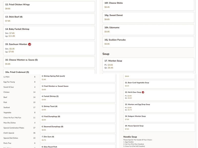 Lucky Fortune Kitchen Menu