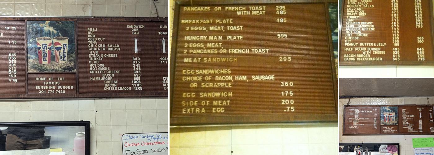 Sunshine General Store Menu