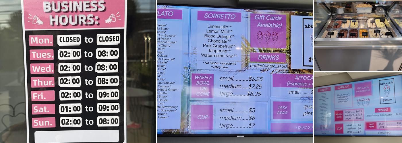 Abbraccio Gelato Menu