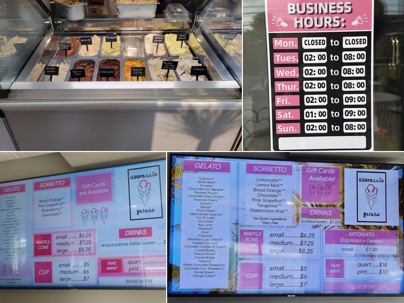 Abbraccio Gelato Menu