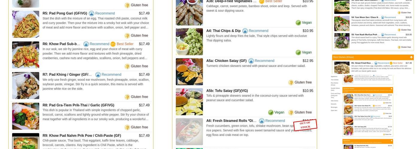 Taste of Thai by Wipa Menu