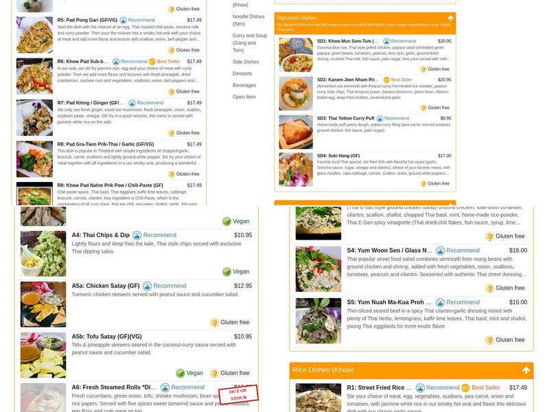 Taste of Thai by Wipa Menu