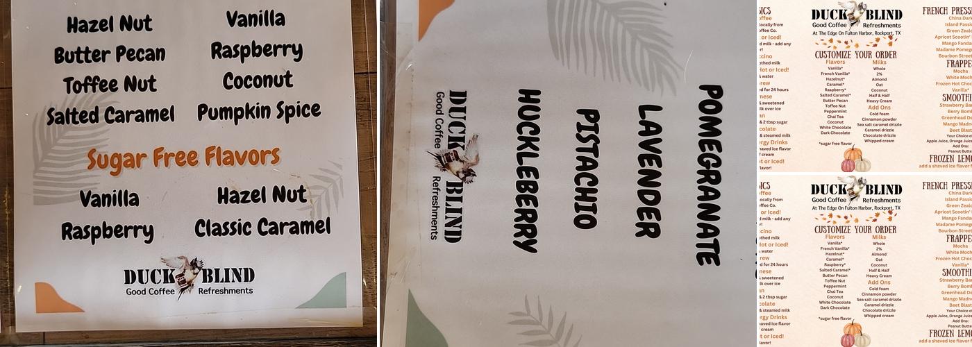 Duck Blind Coffee Menu