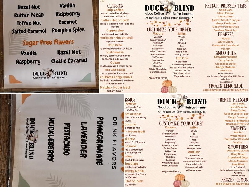 Duck Blind Coffee Menu