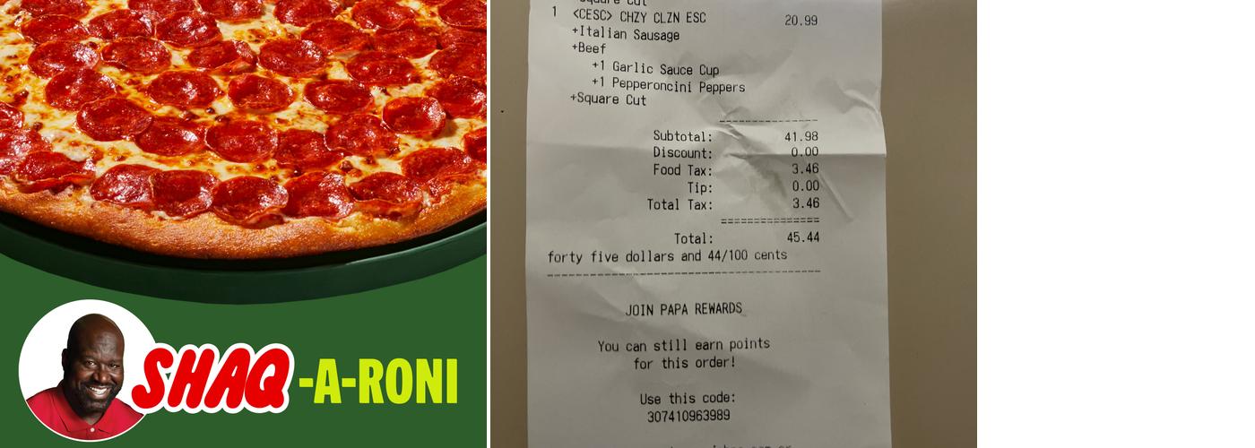 Papa Johns Pizza Menu