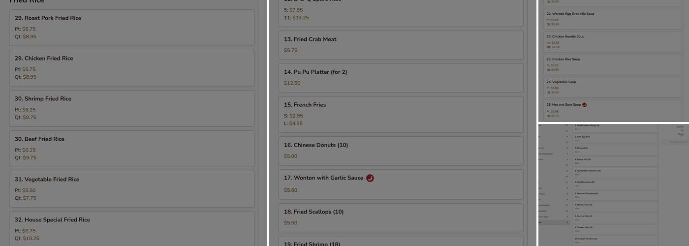 Forbidden City Chinese Restaurant Menu