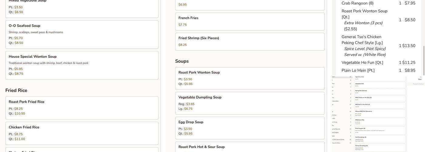 Peking Chef Menu