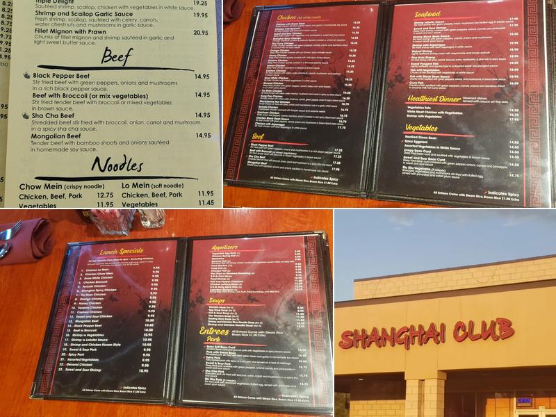 Shanghai Club Menu