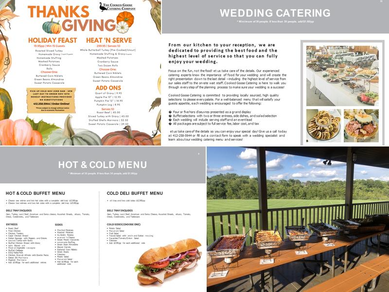 Cooked Goose Catering Company Menu