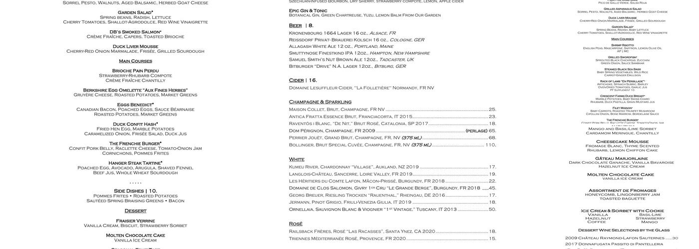 Café Boulud at Blantyre Menu