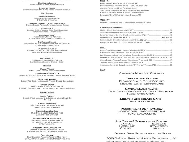 Café Boulud at Blantyre Menu