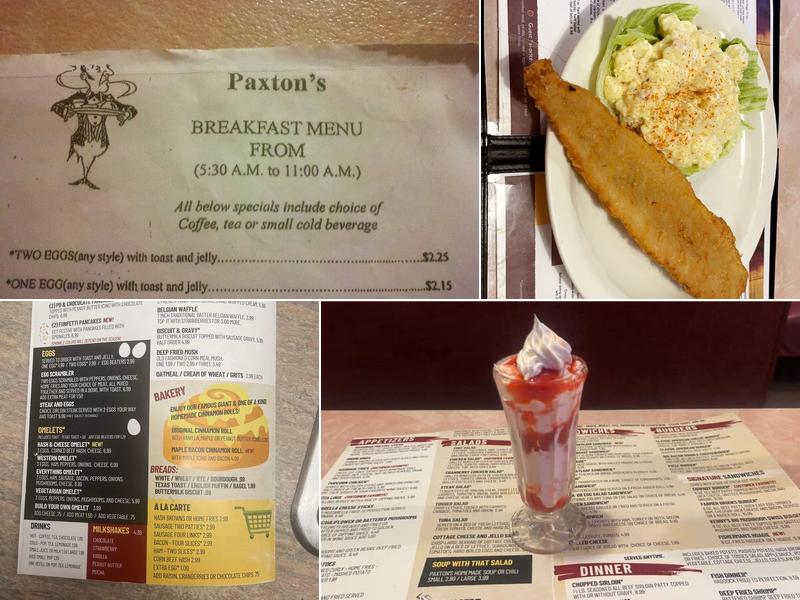 Paxton's Restaurant Menu