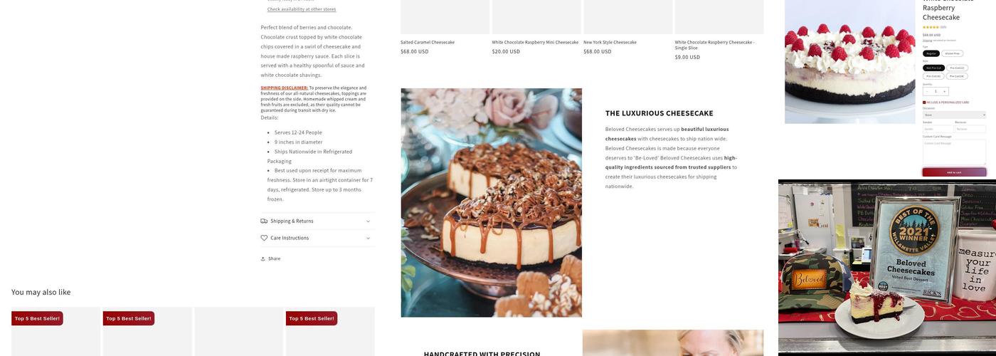 Beloved Cheesecakes Menu