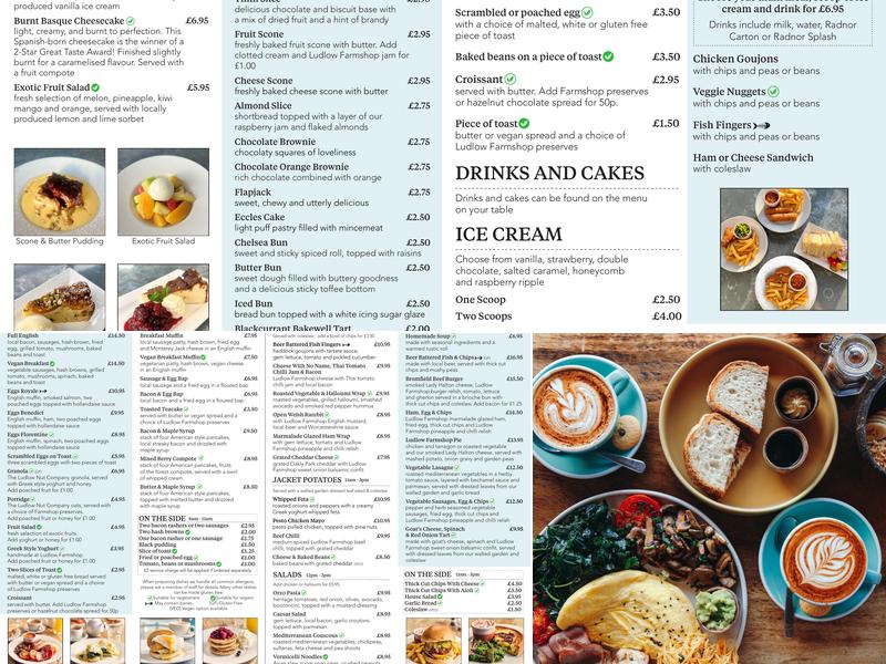 Ludlow Farm Shop Menu