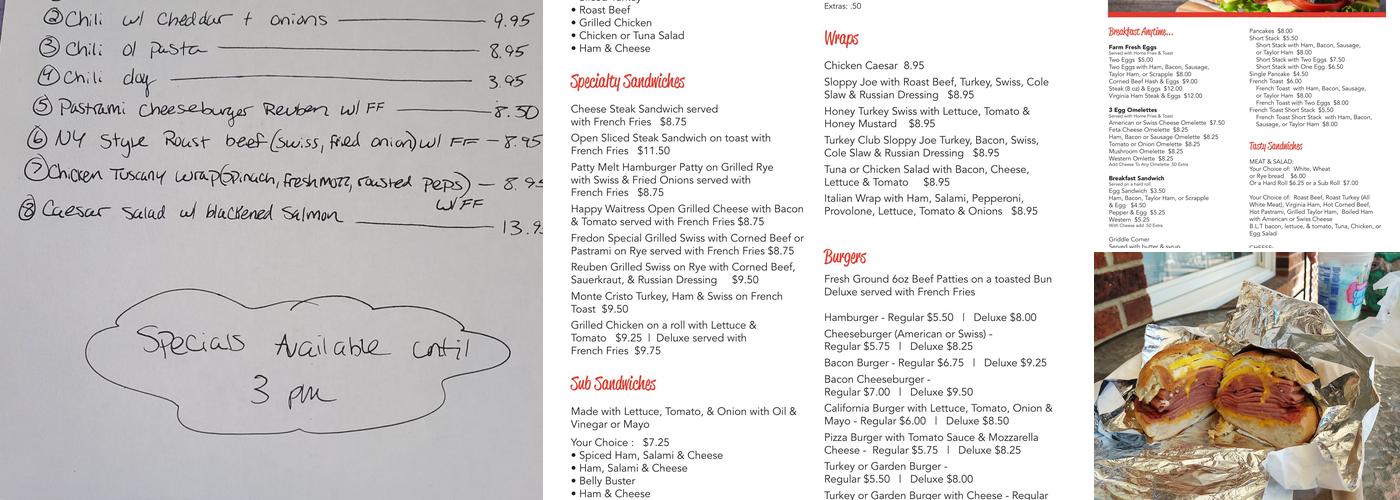 Fredon Deli & Pizza Menu