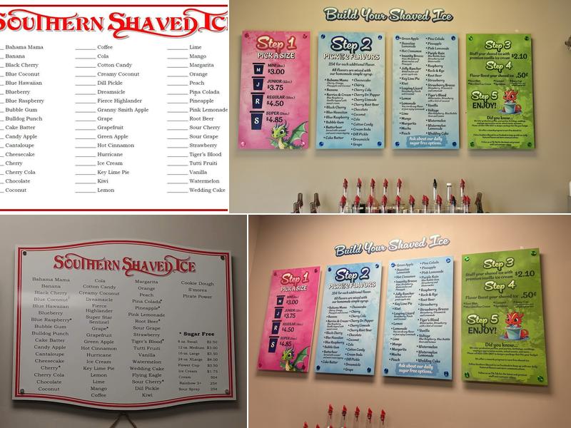 Southern Shaved Ice Menu