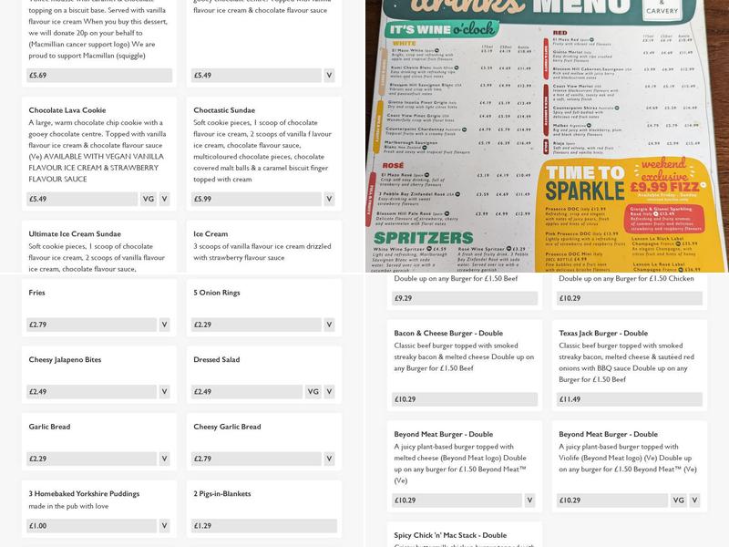 The Gingerbread Man, Greene King Pub & Carvery Menu