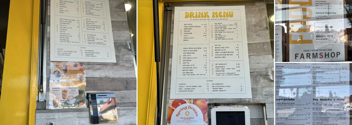 Farm Cup Coffee Menu