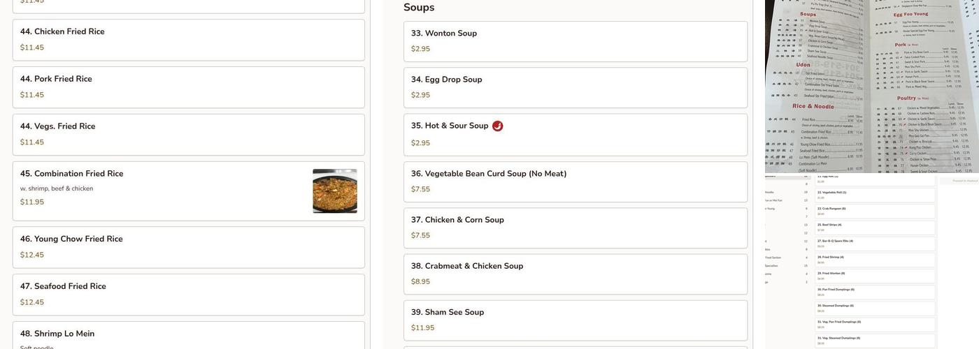 Hunan Cafe Menu