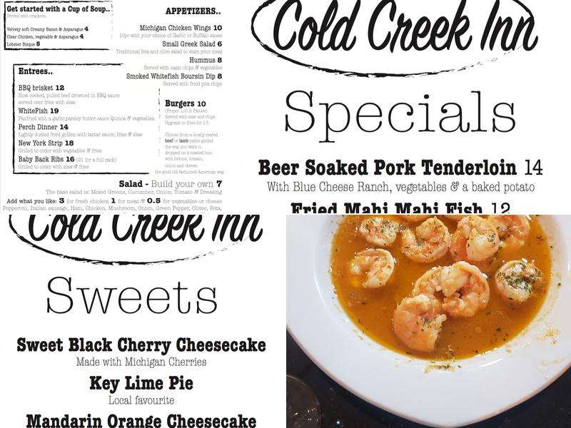 Cold Creek Inn Menu
