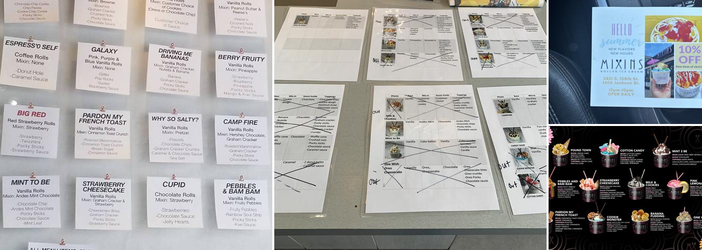 Mixins Rolled Ice Cream Menu