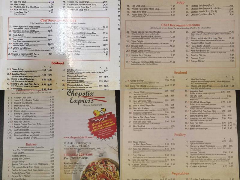 Chopstix express Menu