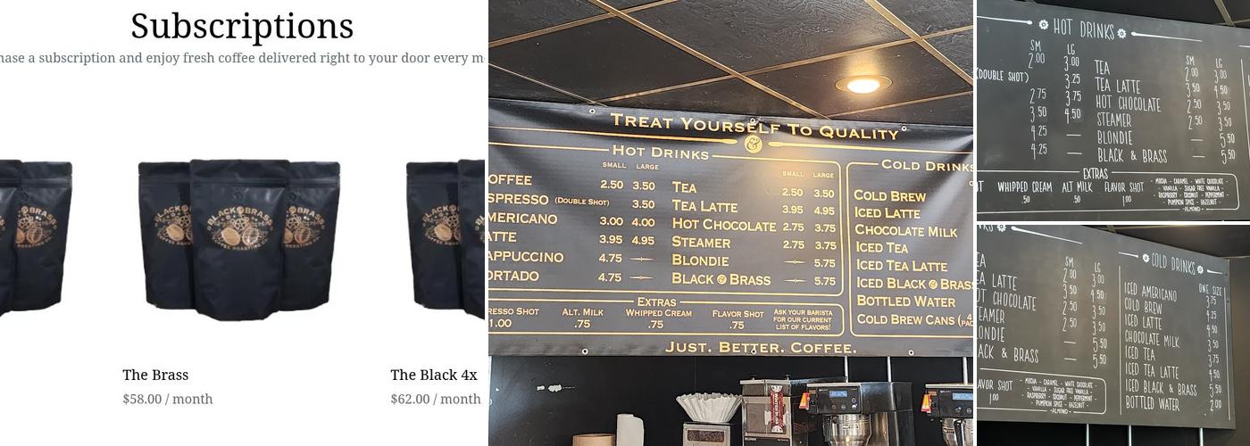 Black and Brass Coffee Roasting Company Menu