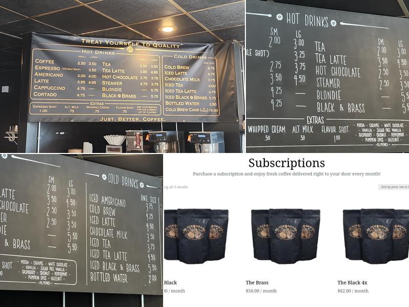 Black and Brass Coffee Roasting Company Menu