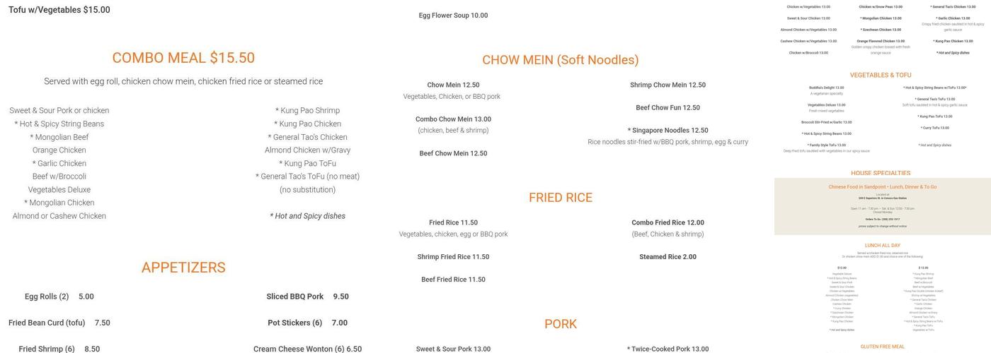 China Kitchen Menu