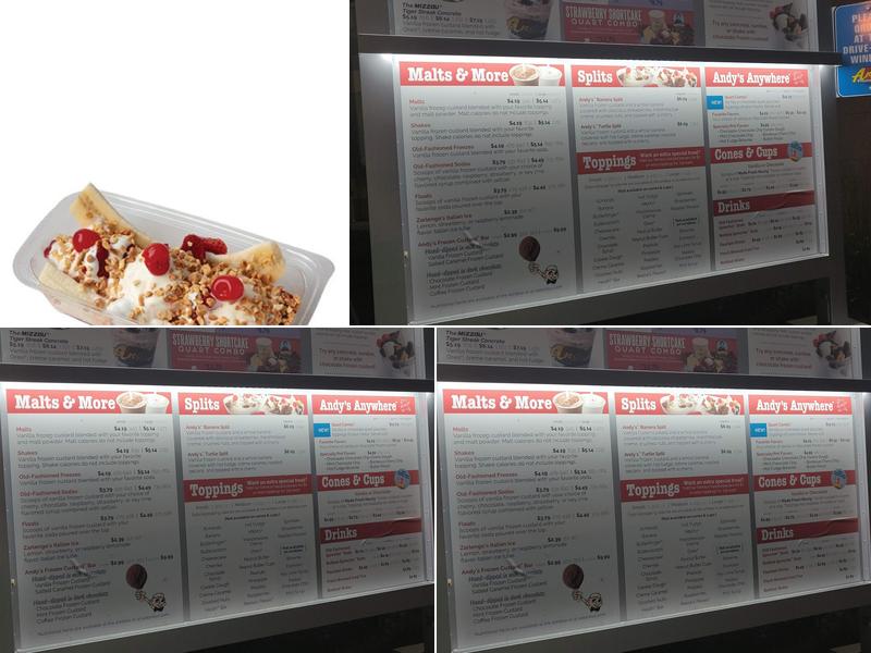 Andy's Frozen Custard Menu