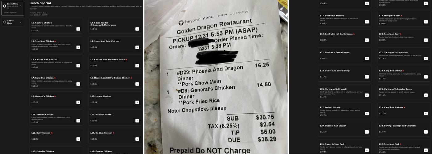 Golden Dragon Restaurant Menu