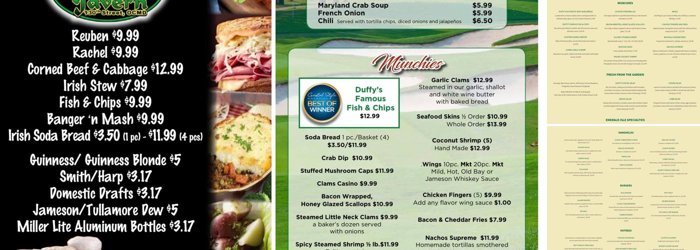 Duffy's Tavern Menu