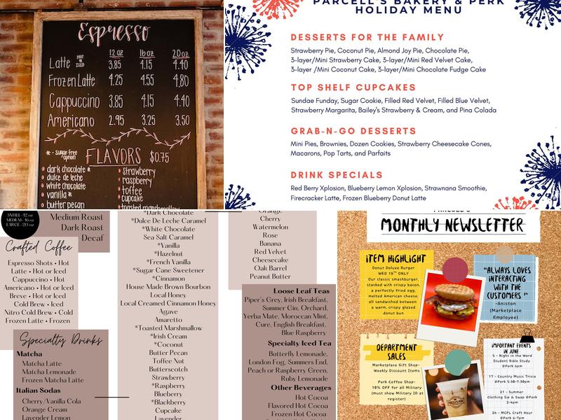 Parcell’s Perk Coffee Shop & Bakery Menu