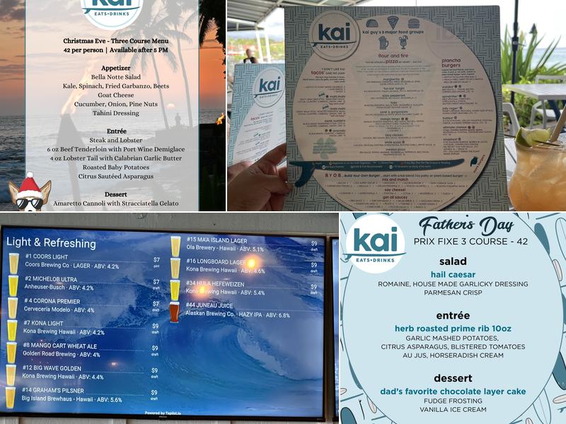Kai Eats + Drinks Menu