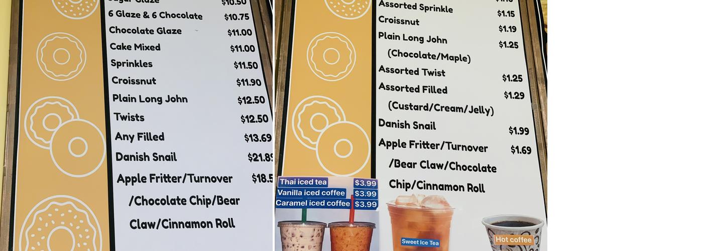 King Donuts Menu