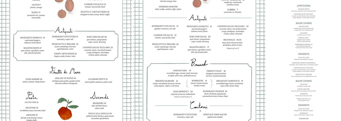 Rosemary's East Menu