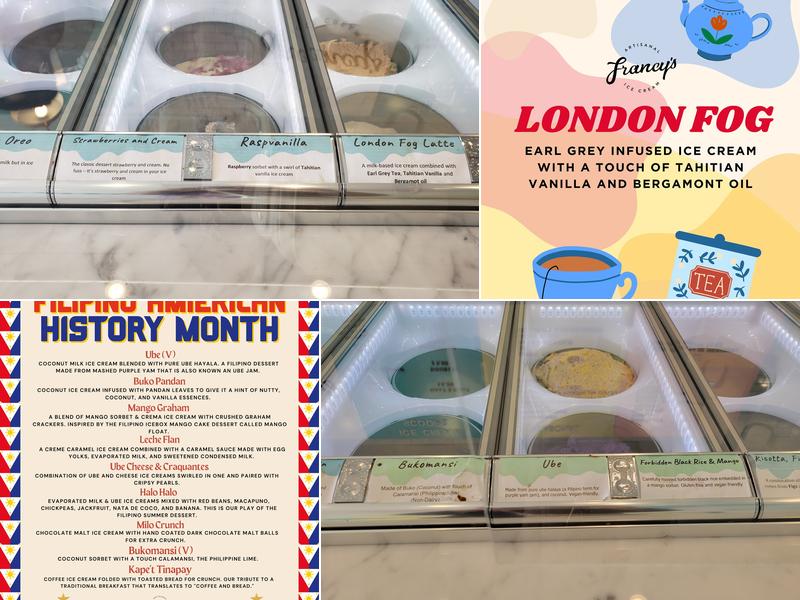 Francy's Artisanal Ice Cream Menu